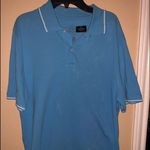 blue with white outline polo